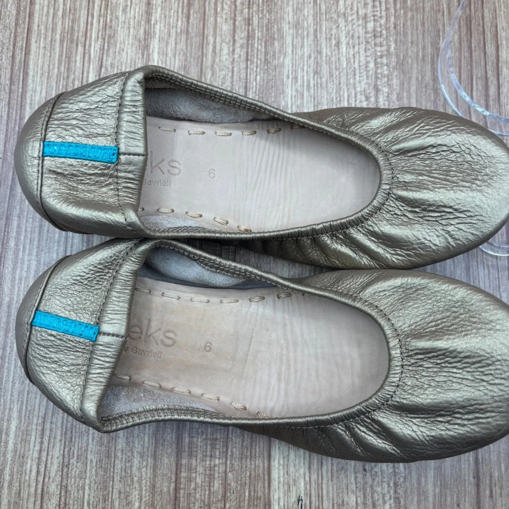 Tieks Ballet Flats Metallic‎ Gold Women Size 6 Metallic Leather Foldable Shoes